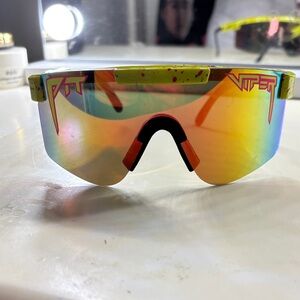 Pit Viper Sunglasses with Neon Green and Rainbow Lens